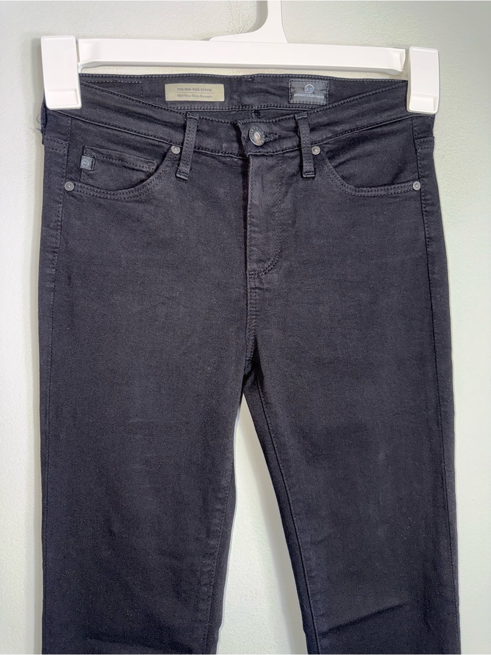 Adriano Goldschmied AG Mid-Rise Stevie Slim Straight Black Jeans-Size 24R - Picture 3 of 8